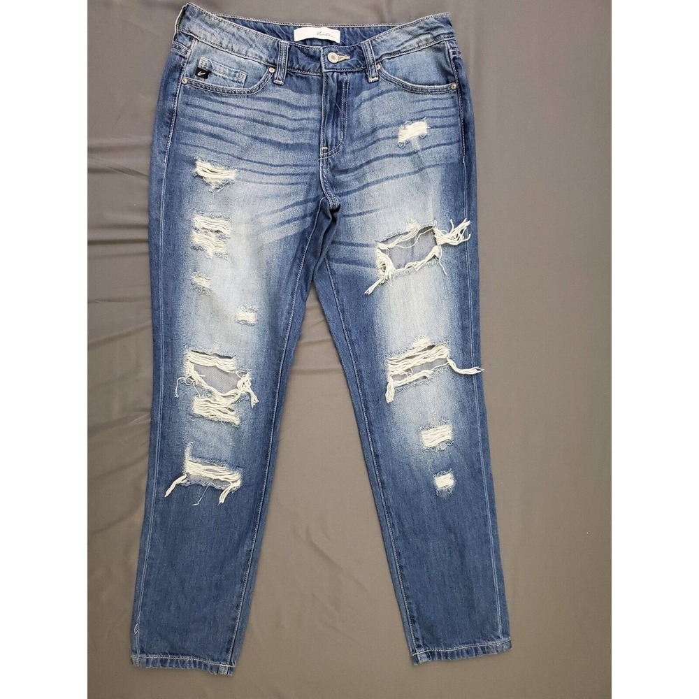KanCan Womens Distressed Slim‎ Straight Jeans Medium Wash Blue Size 5 26